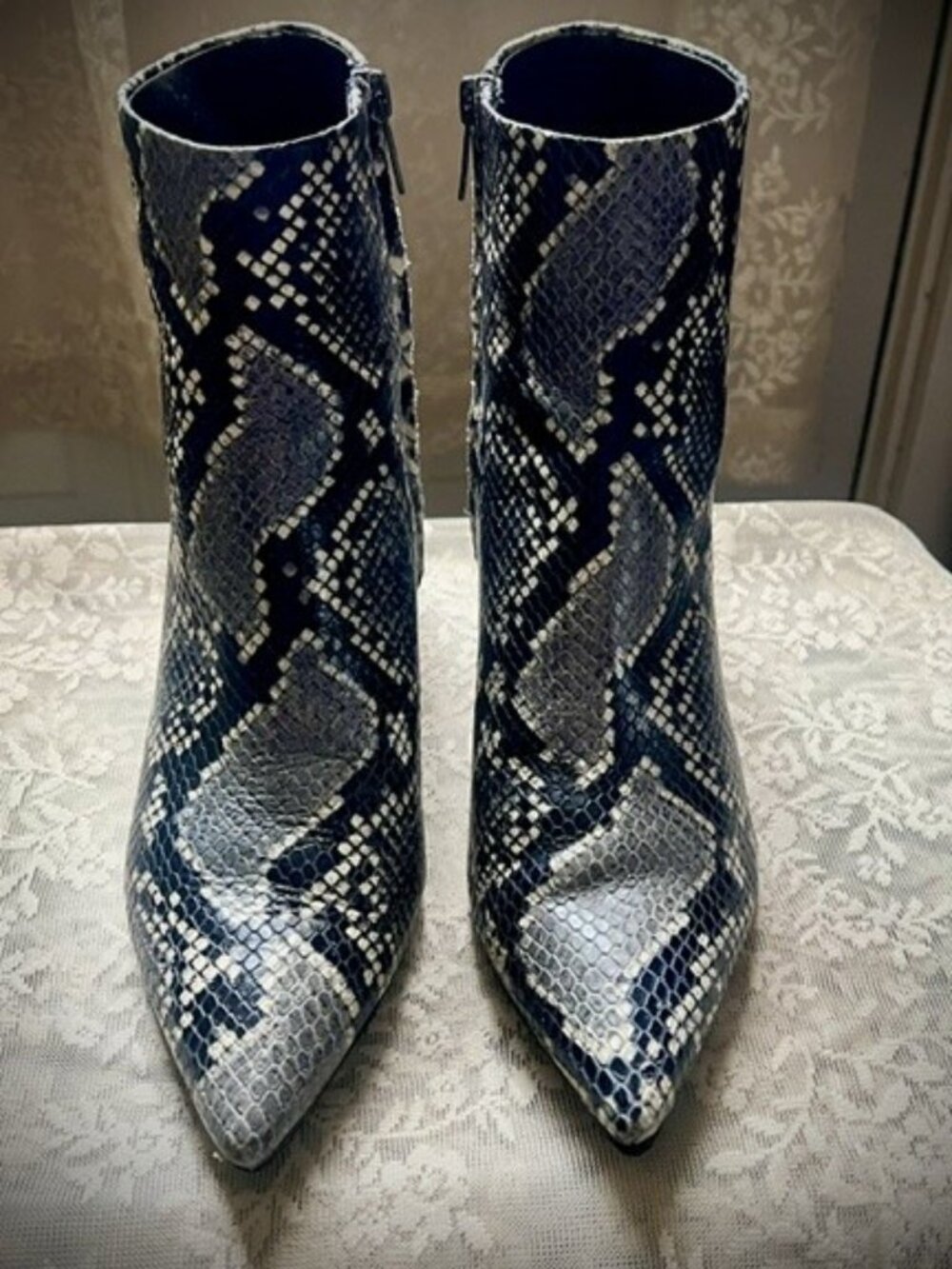 Marc Fisher LTD Snakeskin Pointed Toe Ankle Boots | 8.5